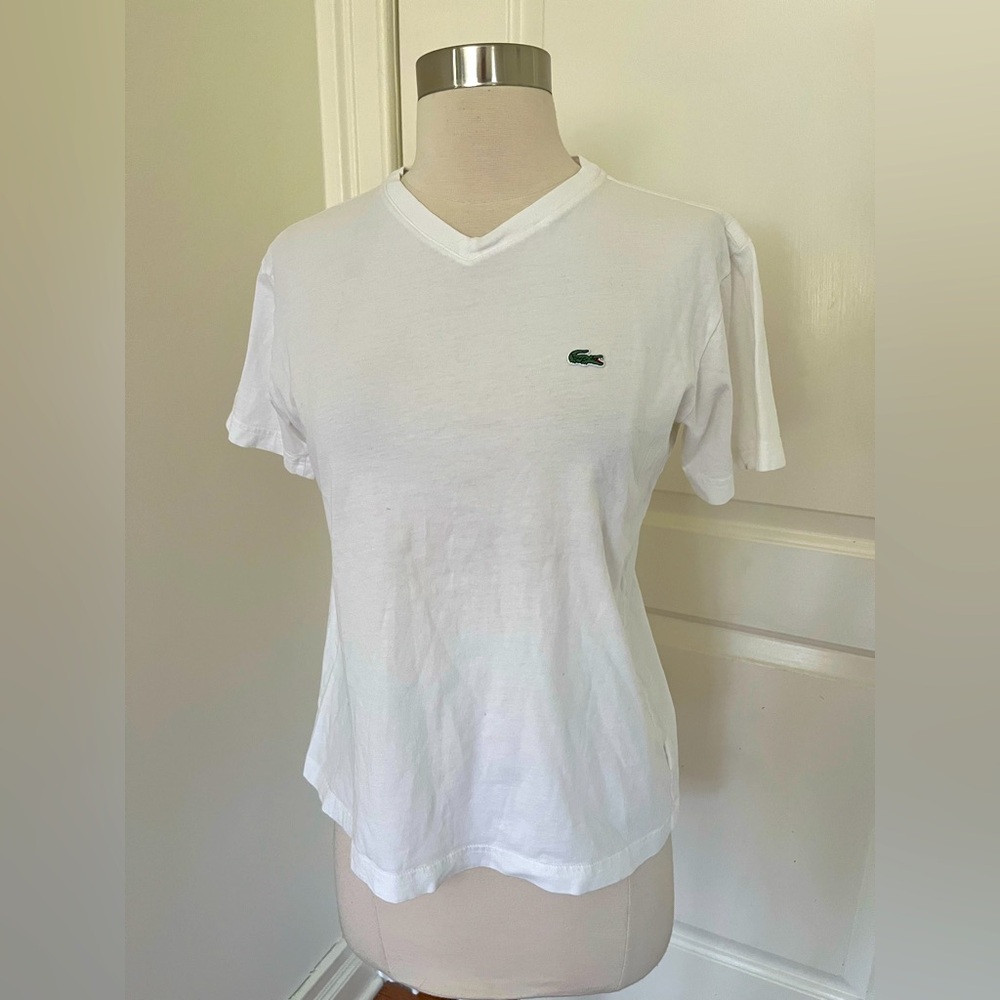 Lacoste kids  White V-Neck T-Shirt sz 16     176 cm